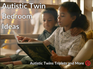 Image showing boy girl twins reading in bunk beds together.  Click for link to Autistic Twin Bedroom ideas on Pinterest.  