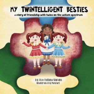 Book cover for my twintelligent besties with cartoon children 